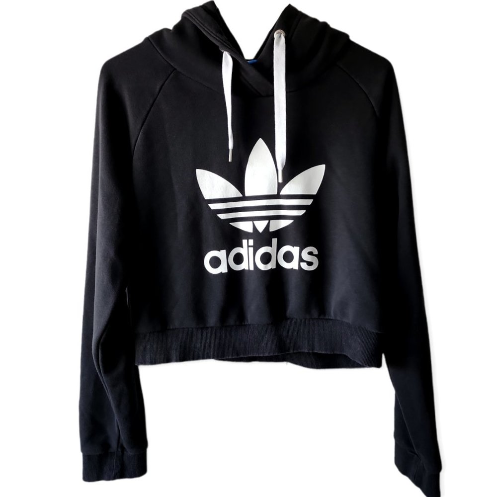 Size M Adidas Black Crop Hooded Sweatshirt Crop Hoodie